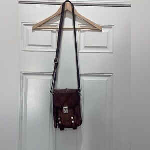 Fossil Leather Organizer Crossbody Bag Brown Multi Pocket Travel Vintage Y2K